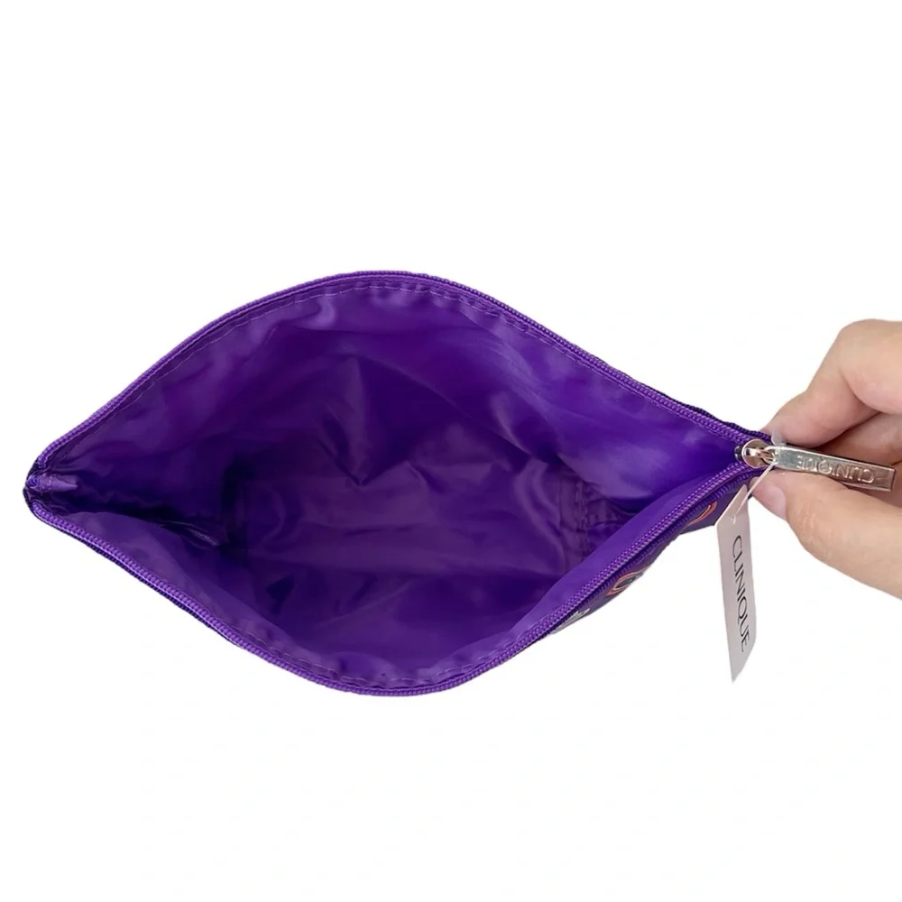 Clinique Purple & White Playful Graphic Cosmetics Bag